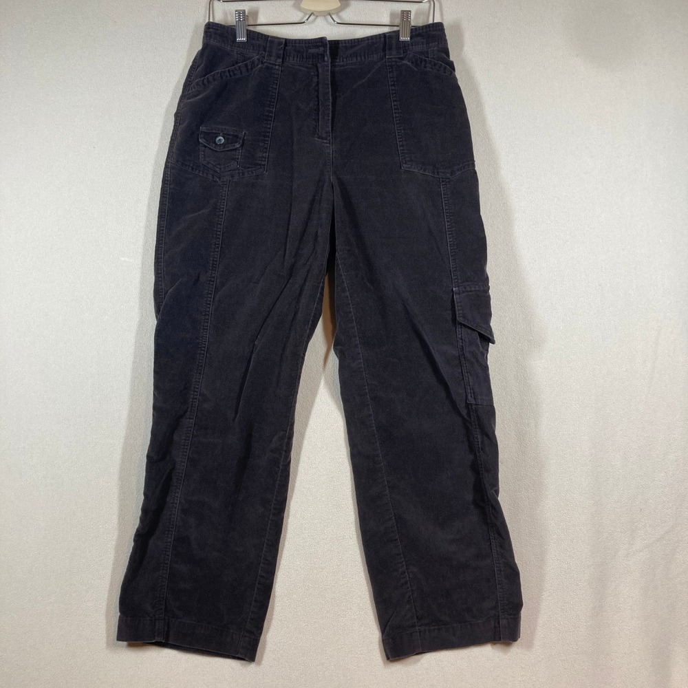 J. Jill Chenille Cargo Pants Sz 10P Brown Straight Leg Comfort Casual Minimalist